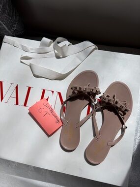 Valentino Blush Pink Rockstud Jelly Thong Sandals